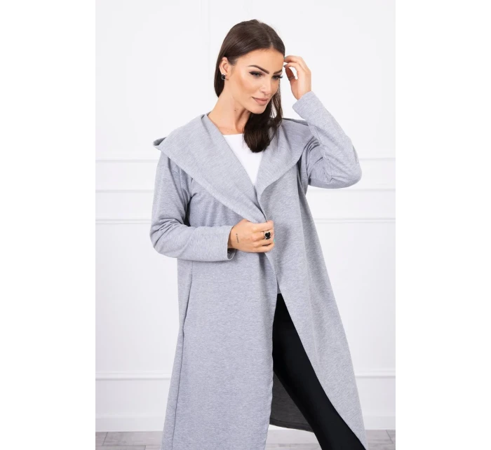 Dlhá pláštenka s kapucňou sivá