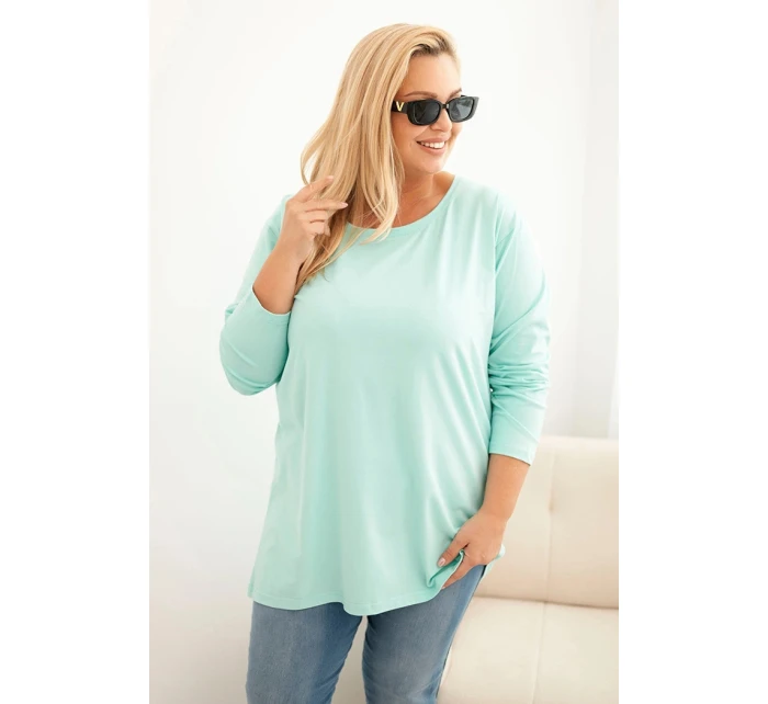 Dámske Plus veľkosť bavlnené kolo krku blúzka Mint