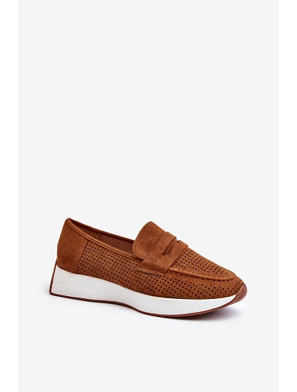 Dámské mokasíny na platformě z ekologického semiše Camel model 21656664 - Boto