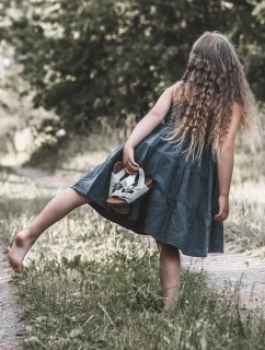 Detské sandále na korkovej platforme, zapínanie na suchý zips, sivé Rorria