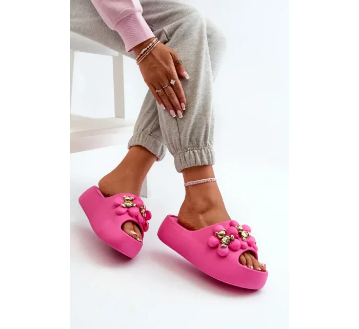 Dámske penové papuče s ozdobami na hrubej podrážke Fuchsia Bremavia
