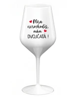 MŇA NEROZHODÍŠ, MÁM DVOJČATÁ! - biely nerozbitný pohár na víno 470 ml MŇA NEROZHODÍŠ, MÁM DVOJČATÁ! - biely nerozbitný pohár na víno 470 ml