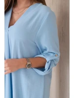 Modré šaty s výstrihom do V 28477 svetlomodré - Kesi