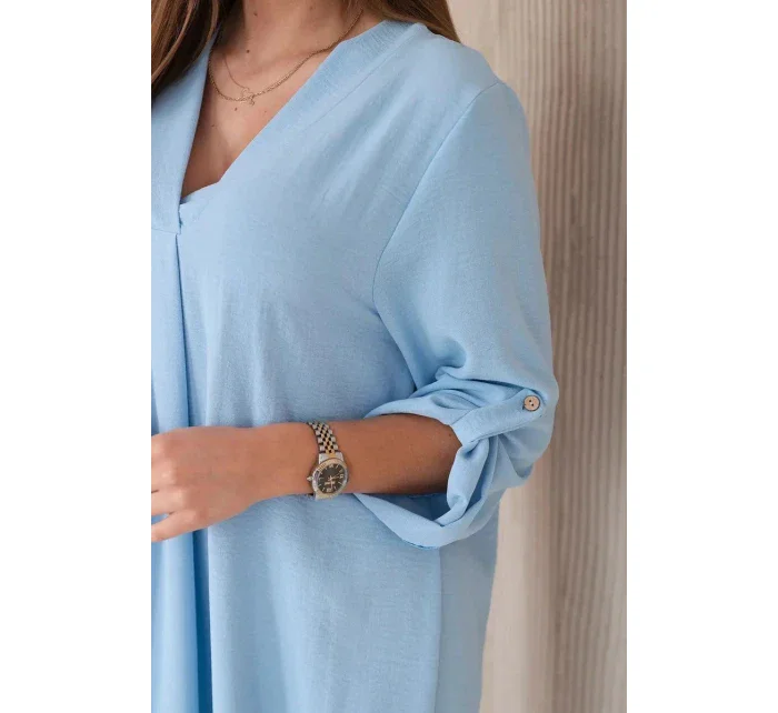 Modré šaty s výstrihom do V 28477 svetlomodré - Kesi