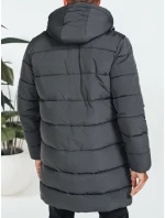 Pánská zimní bunda s kapucí tmavě šedá prošívaná model 21991522 - FashionStreet