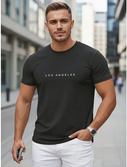 Pánske bavlnené tričko s nápisom Los Angeles black FashionStreet NX5099R