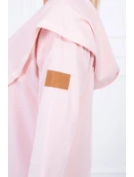 Dlouhý kabát s kapucí světle pudrově růžový