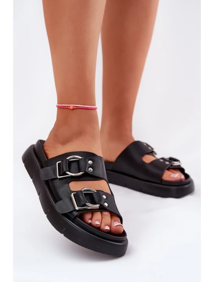 Kožené Dámské Sandály S Ozdobnými Přezkami Big Star model 21695275 Černé - Big Star Shoes Kožené Dámské Sandály S Ozdobnými Přezkami Big Star model 21695275 Černé - Big Star Shoes