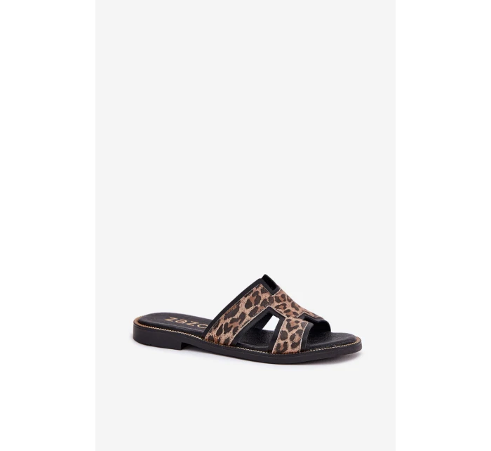 Kožené Ploché Pantofle S Vzorem  Černé model 21697407 - Zazoo