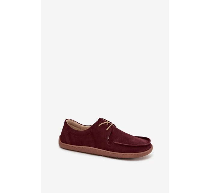 Półbuty Damskie Typu Barefoot Z Naturalnego Zamszu Zazoo 327 Bordowe