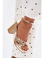 Dámské sandály na podpatku z umělé kůže zlaté Rosetta