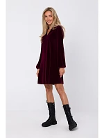 M767 Šaty s výstrihom do V - bordové
