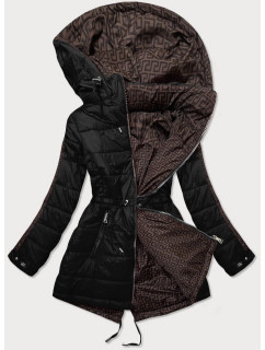 Čierna a hnedá obojstranná dámska bunda (W556)