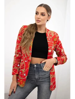 Bavlnená bunda s farebnou potlačou červená