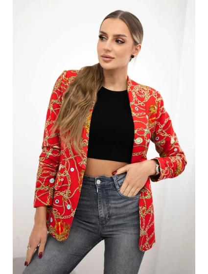 Bavlnená bunda s farebnou potlačou červená