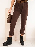 Dámske nohavice so šnúrou na opasok hnedé