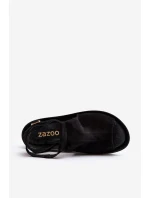 model 21646128 Dámské sandály z semiše Černé - Zazoo