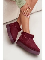 Modne Zamszowe Niskie Śniegowce Bordowe Nucca Modne Zamszowe Niskie Śniegowce Bordowe Nucca