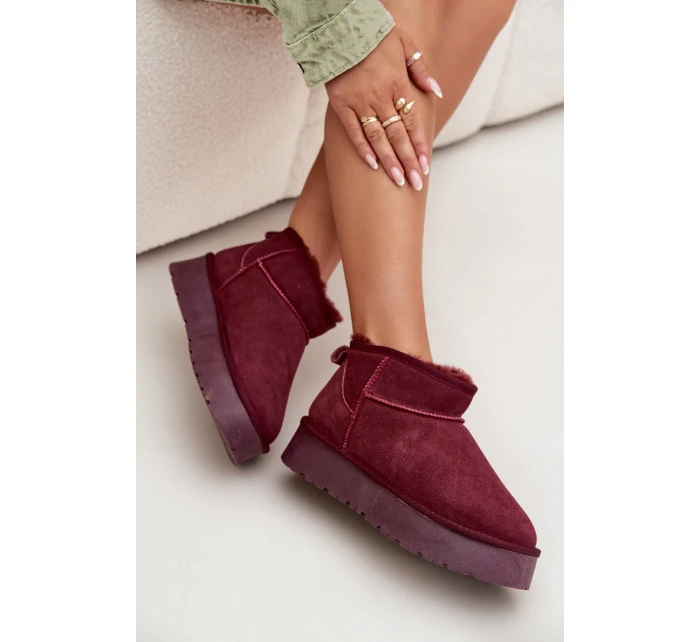 Modne Zamszowe Niskie Śniegowce Bordowe Nucca Modne Zamszowe Niskie Śniegowce Bordowe Nucca