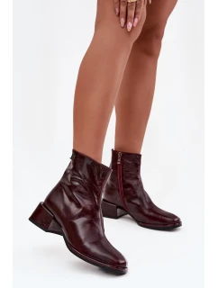 Dámské kotníkové boty z přírodní kůže na vyhřívané D&A bordó model 21713605 - S.Barski