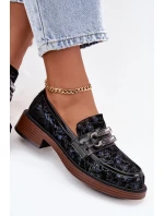 Skórzane Zamszowe Mokasyny Damskie Z Ozdobnym Detalem D&A MR52-178 Czarne