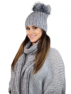 Súprava čiapky a šálu K.22.261.05 Light grey - Kamea