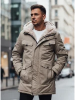 Pánska zimná bunda parka s kapucňou béžová FashionStreet TX4969z Pánska zimná bunda parka s kapucňou béžová FashionStreet TX4969z