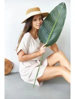 Dámske jednoduché béžové šaty s okrúhlym výstrihom (655) Dámske jednoduché béžové šaty s okrúhlym výstrihom (655)