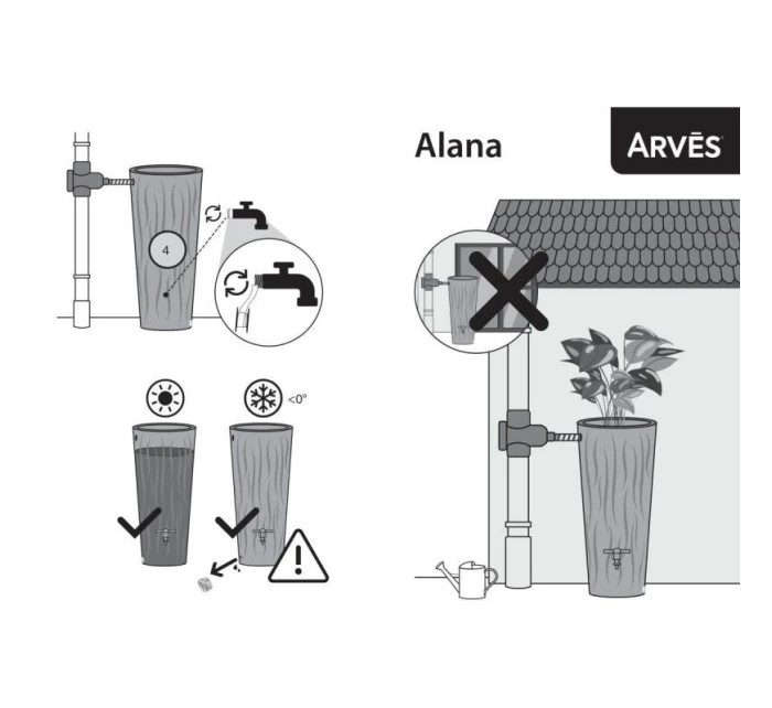 ALANA FLOWER 160L ANTRACITOVÁ NÁDRŽ NA PITNÚ VODU