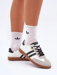 Niskie Trampki Tenisówki Damskie Biało-Czarne Loredis