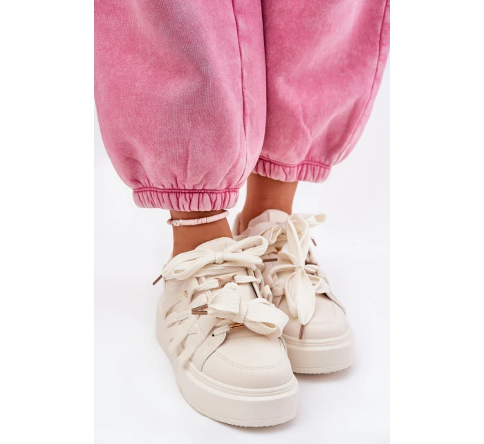 Eko Kožené Tenisky Na Platformě Béžové model 21687587 - Boto Eko Kožené Tenisky Na Platformě Béžové model 21687587 - Boto