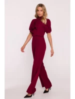 model 21470626 Kombinéza s mašlí na zavazování bordó - STYLOVE