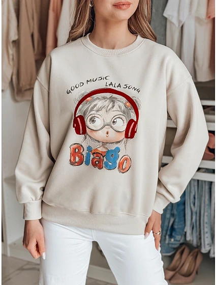 Dámská mikina s potiskem beige Dstreet model 21989226 - FashionStreet Dámská mikina s potiskem beige Dstreet model 21989226 - FashionStreet