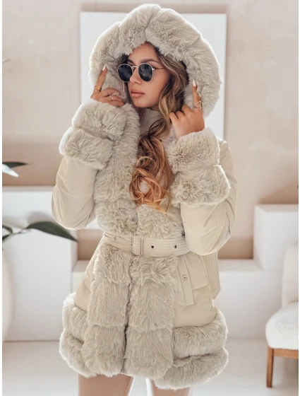 dámská zimní bunda s kožešinou světle béžová Dstreet model 21991144 - FashionStreet