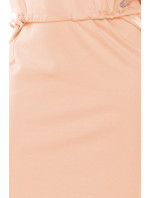 Dámske šaty v broskyňovej farbe s golierom model 5977345