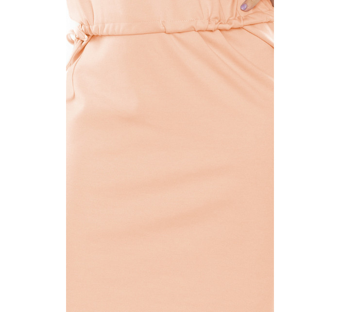 Dámské šaty v broskvové barvě s límečkem model 5977345 - numoco