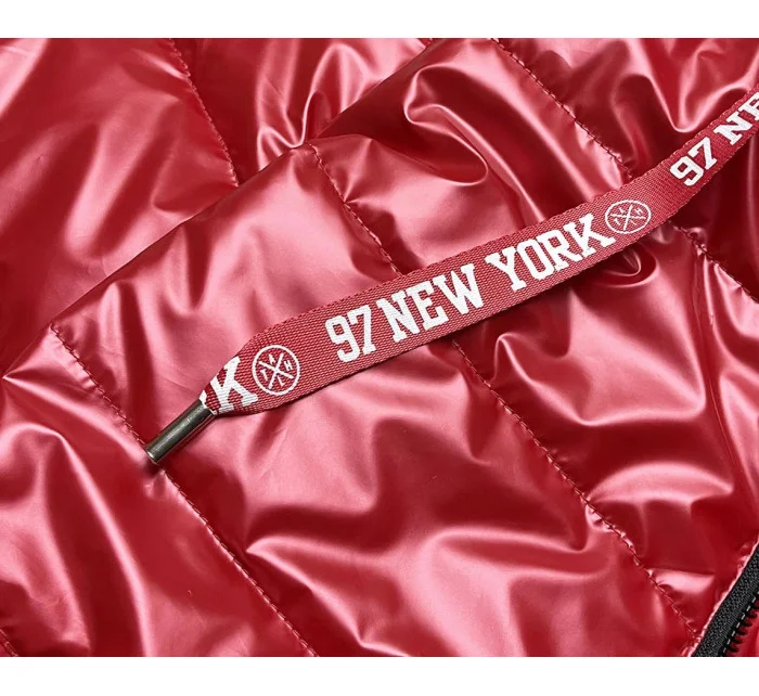 Červená dámská bunda se zlatými prvky model 17099201 - Miss TiTi