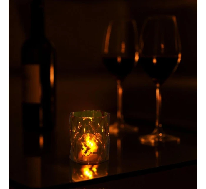 MINI DEKORATÍVNA LAMPA 6 CM JANTÁROVÁ TEPLÁ BIELA 1 LED