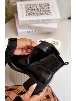 Ocieplane Botki Damskie Na Słupku Eko Skórzane Czarne Irittes Ocieplane Botki Damskie Na Słupku Eko Skórzane Czarne Irittes