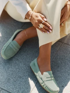 Zamszowe Mokasyny Damskie Big Star RR274945 Zielone