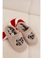 Kožešinové pantofle se srdíčky béžové Amandra