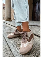 Dámske kožené semišové barefoot tenisky Zazoo N1400 v béžovej farbe