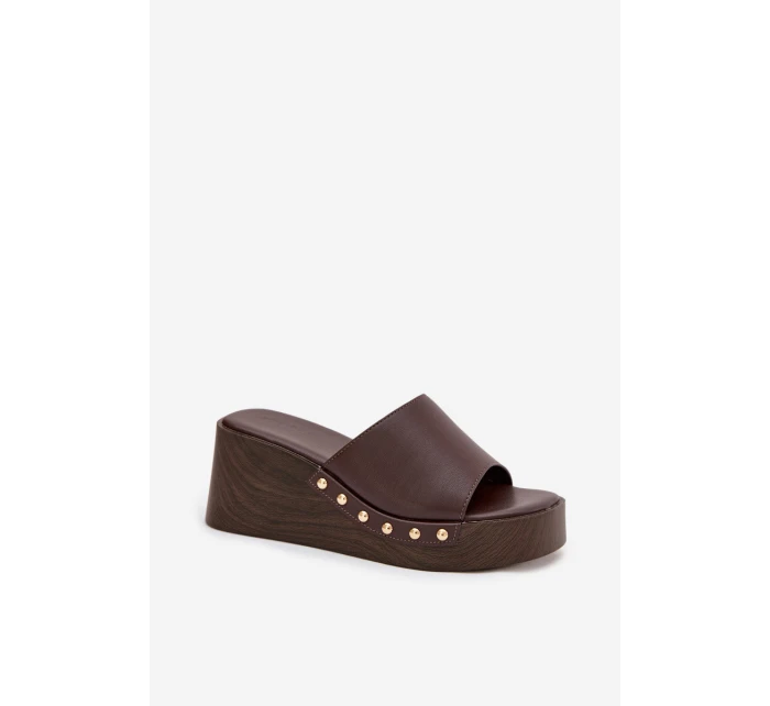 Dámske papuče na platforme 78-200 Tmavo hnedé - Stephan Paris Dámske papuče na platforme 78-200 Tmavo hnedé - Stephan Paris