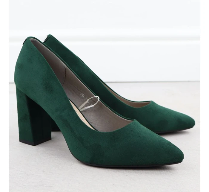 Zelené semišové lodičky na jehlovém podpatku Sergio model 21906157 - LEONE