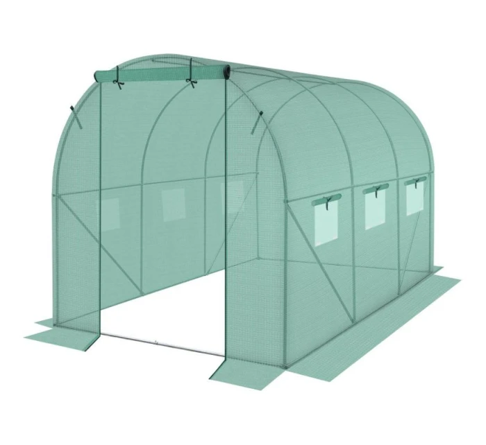 SKLENÍK ZÁHRADNÝ TUNEL 200X300X200CM PE KONŠTRUKCIA ZELENÁ OCEĽ