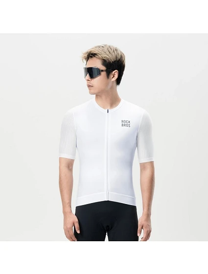 Cyklistický dres model 22114081 krátký rukáv velikost S bílý - Rockbros