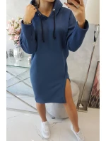 Šaty s kapucňou a bočným rázporkom z džínsoviny Šaty s kapucňou a bočným rázporkom z džínsoviny