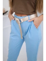 Kalhoty model 20823087 s páskem modrý - K-Fashion Kalhoty model 20823087 s páskem modrý - K-Fashion