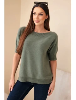 Dámský model 21954908 z viskózy s krátkým rukávem khaki - K-Fashion