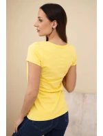 Dámske bavlnené tričko s potlačou CHIC žlté